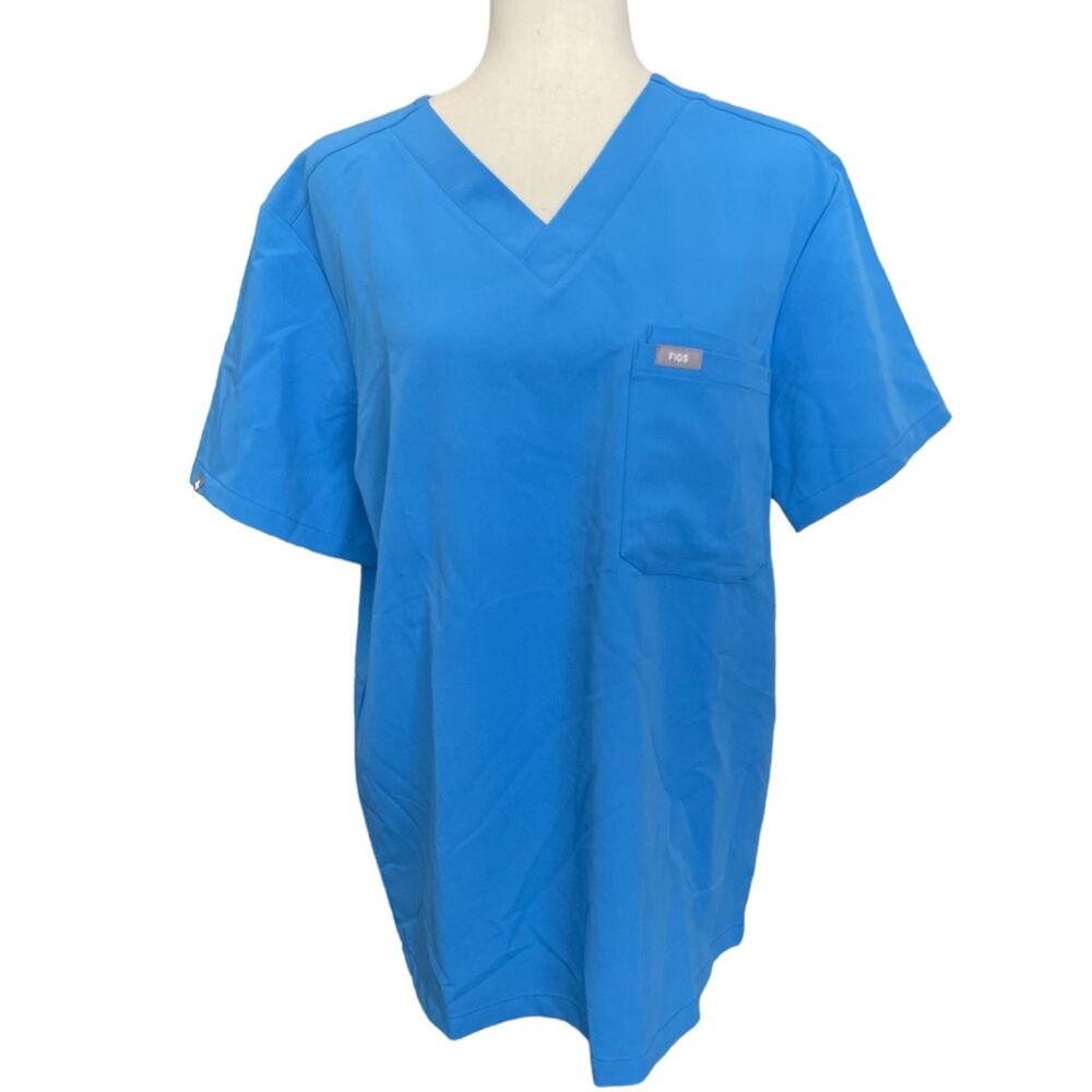 Figs Technical Collection Bright Blue V Neck Top Unisex Leon M
